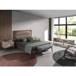 ANGEL CERDA Table de chevet en noyer et gris avec éclairage intérieur  