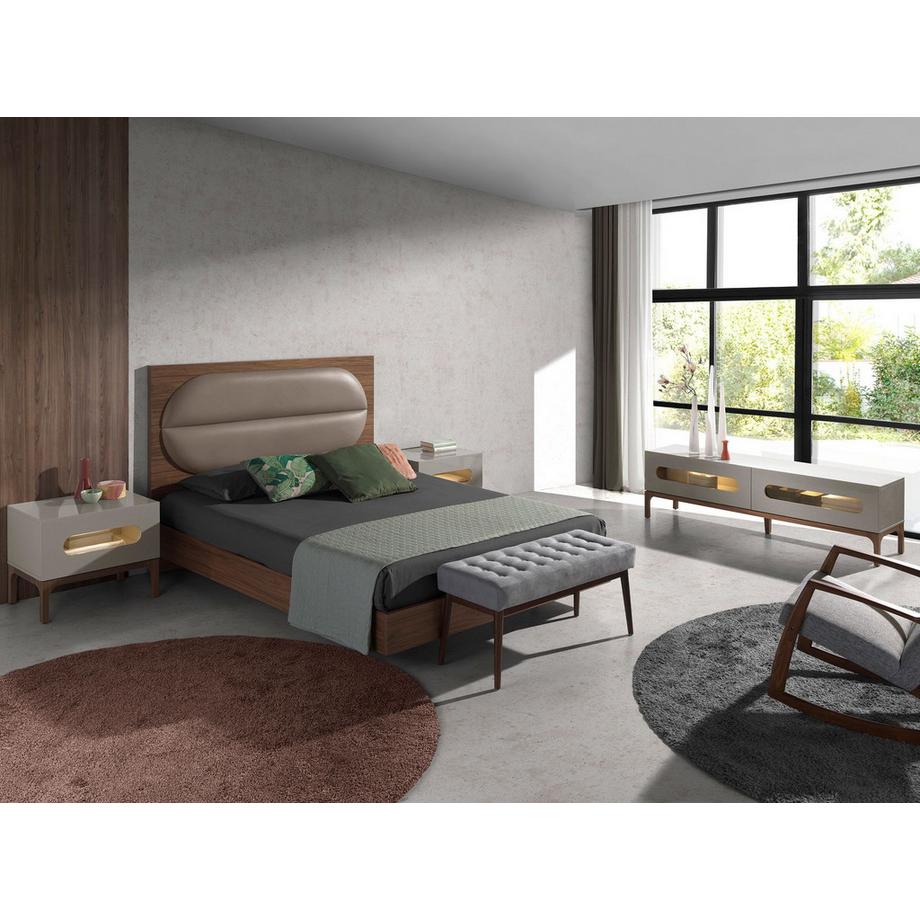 ANGEL CERDA Comodino in legno grigio e noce con illuminazione interna  