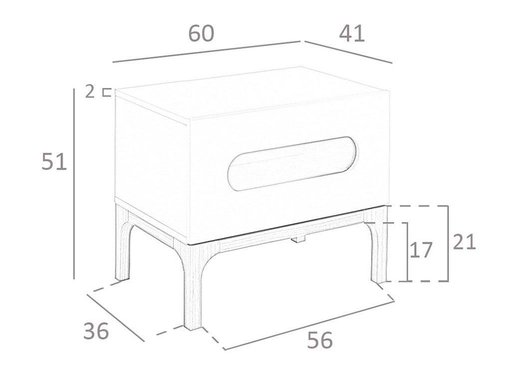 ANGEL CERDA Table de chevet en noyer et gris avec éclairage intérieur  