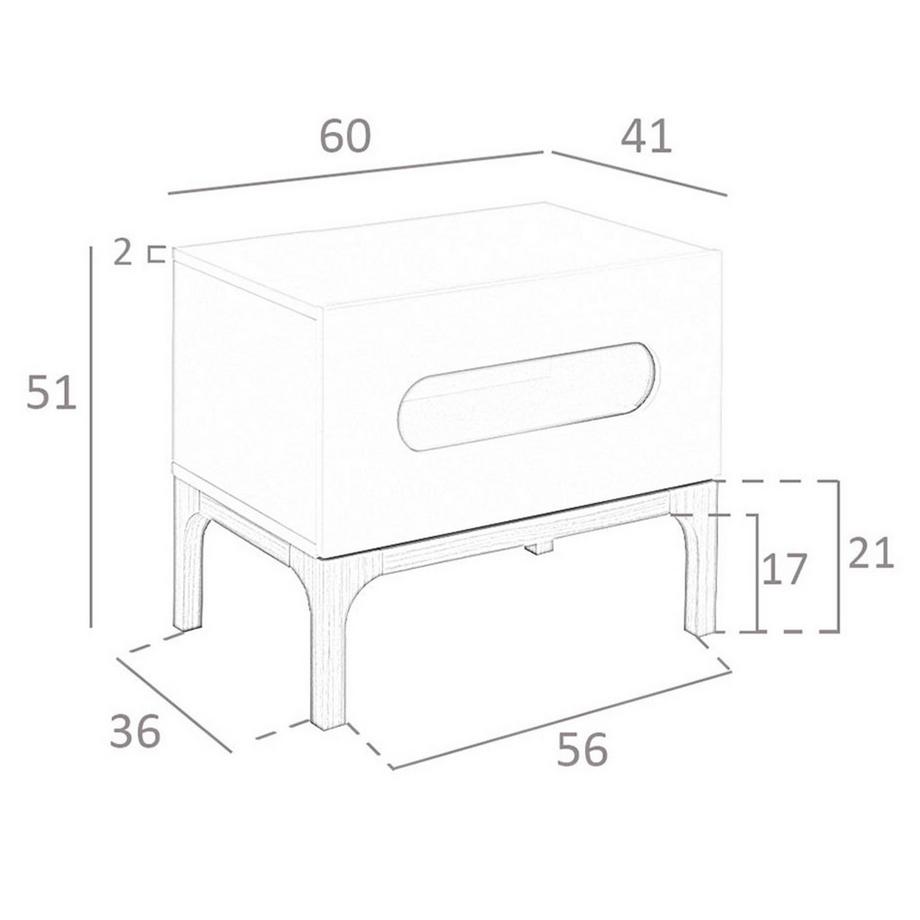 ANGEL CERDA Comodino in legno grigio e noce con illuminazione interna  