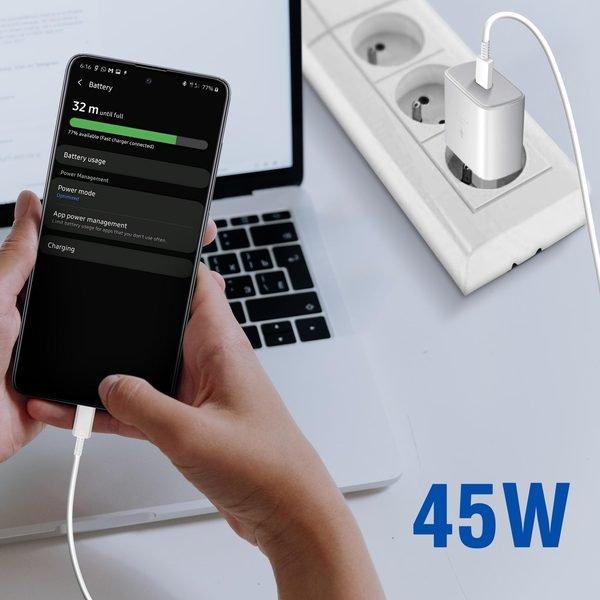 SAMSUNG  Caricatore Muro USB-C 45W Samsung Bianco 