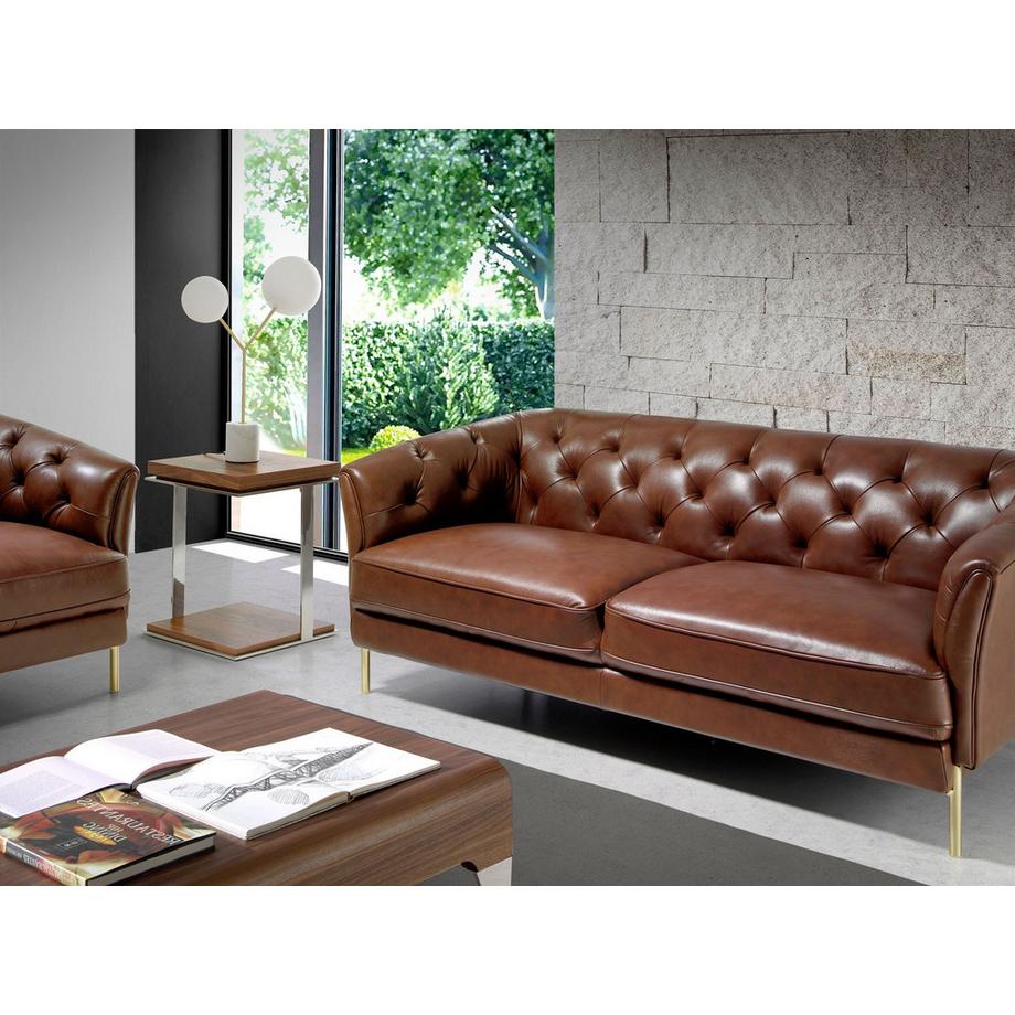 ANGEL CERDA Tavolo angolare quadrato in noce e acciaio cromato  