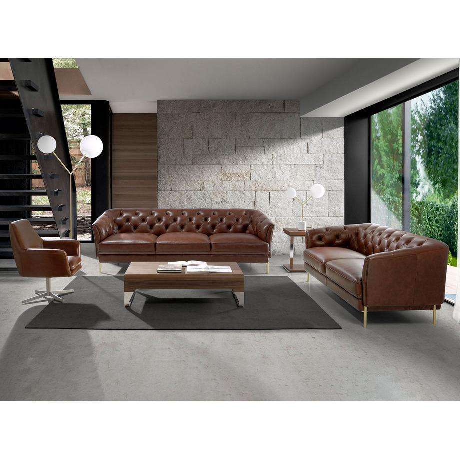 ANGEL CERDA Tavolo angolare quadrato in noce e acciaio cromato  