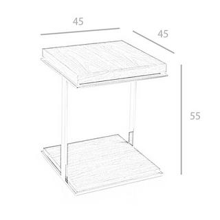 ANGEL CERDA Table d'angle carrée en noyer et acier chromé  