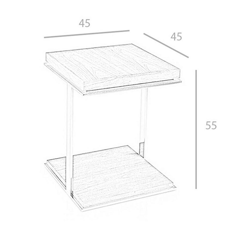 ANGEL CERDA Tavolo angolare quadrato in noce e acciaio cromato  
