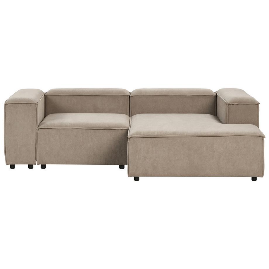 Beliani Canapé d'angle gauche avec ottoman en Velours côtelé Scandinave ARDAL  