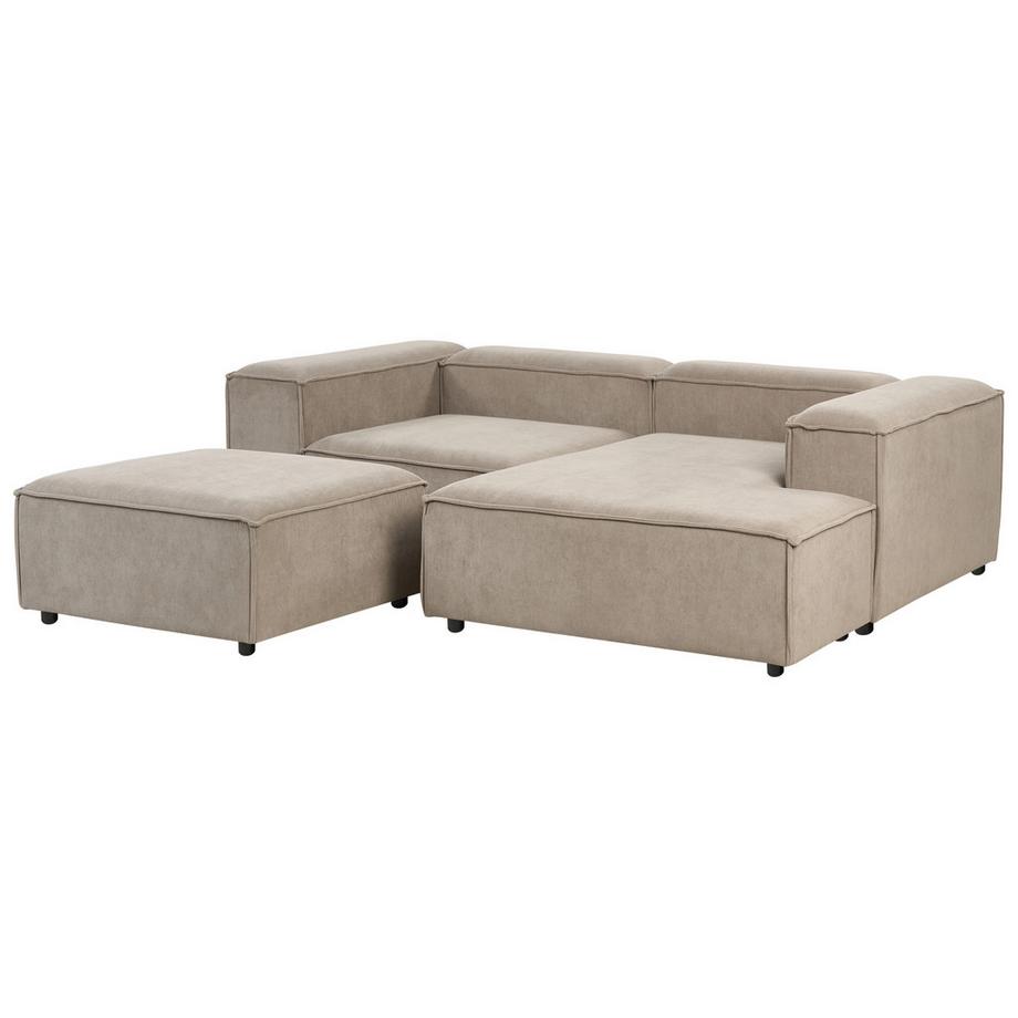 Beliani Canapé d'angle gauche avec ottoman en Velours côtelé Scandinave ARDAL  