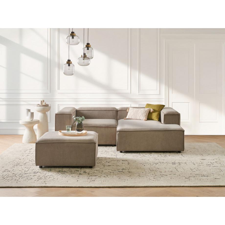 Beliani Canapé d'angle gauche avec ottoman en Velours côtelé Scandinave ARDAL  