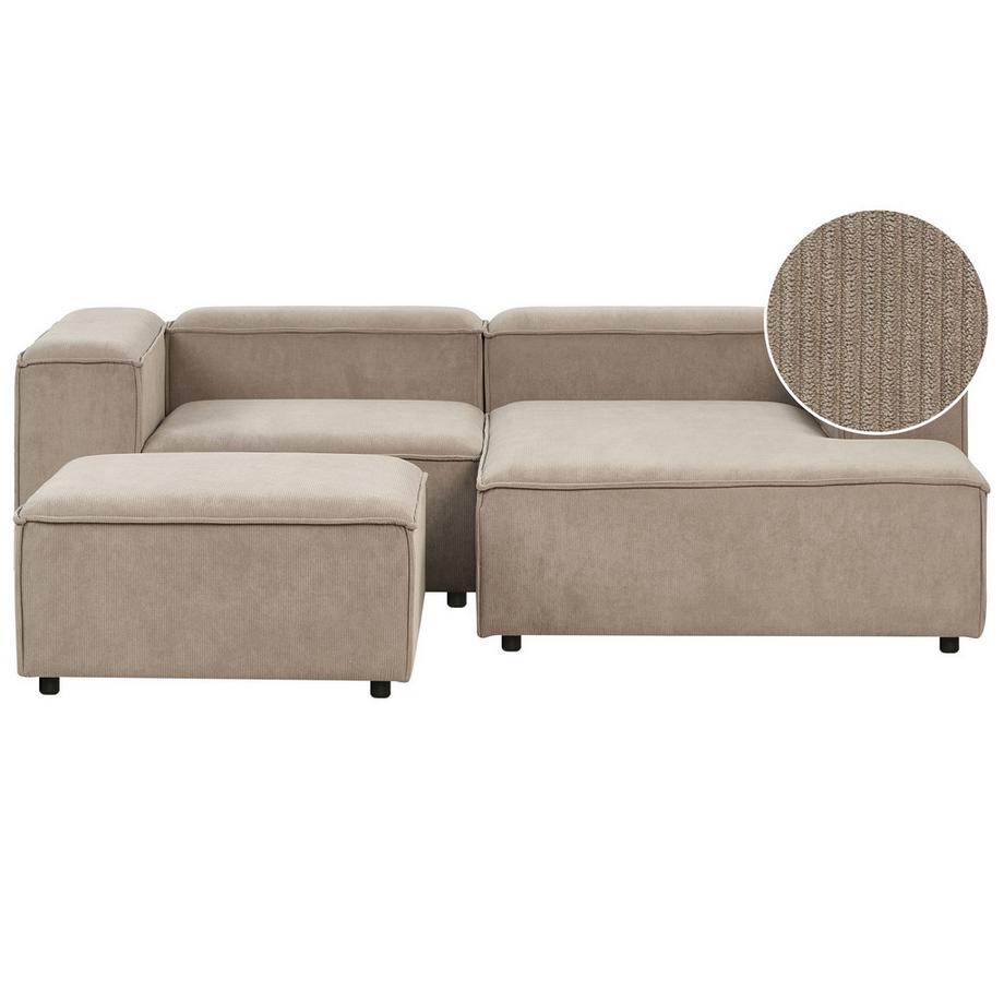 Linksseitiges Ecksofa mit Ottomane aus Cord Skandinavisch ARDAL