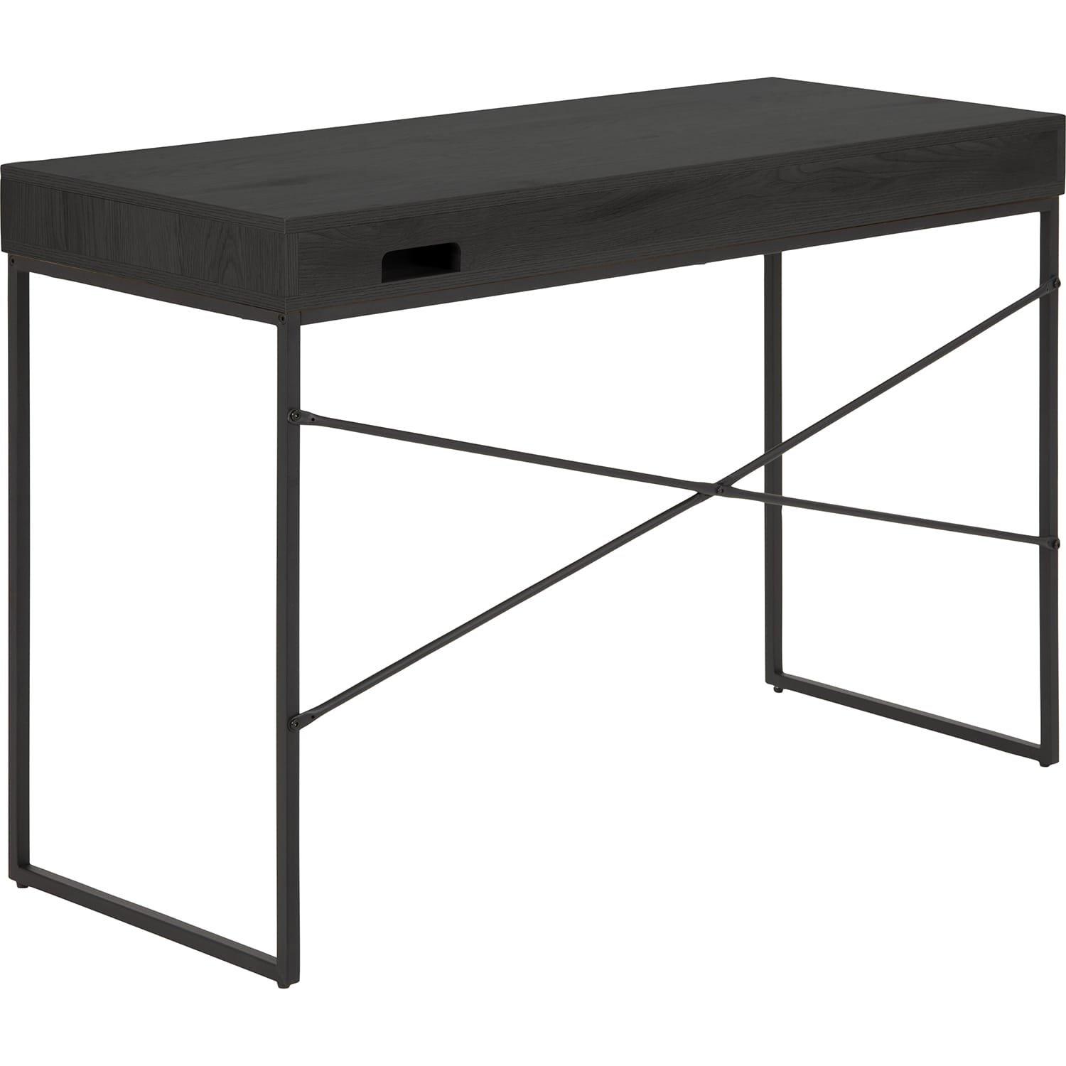 mutoni Bureau Multiple Bronx mélaminé frêne noir 1 tiroir 110x45x75cm  