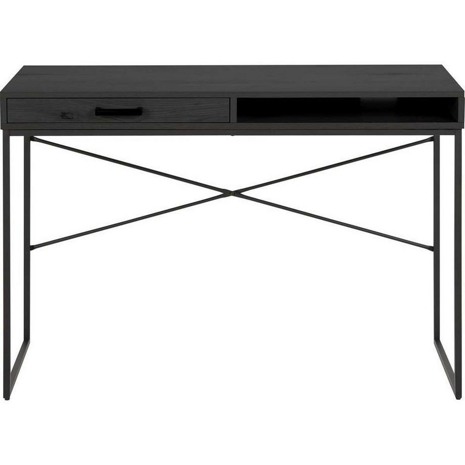 mutoni Scrivania Multiple Bronx in melamina nero cenere 1 cassetto 110x45x75cm  