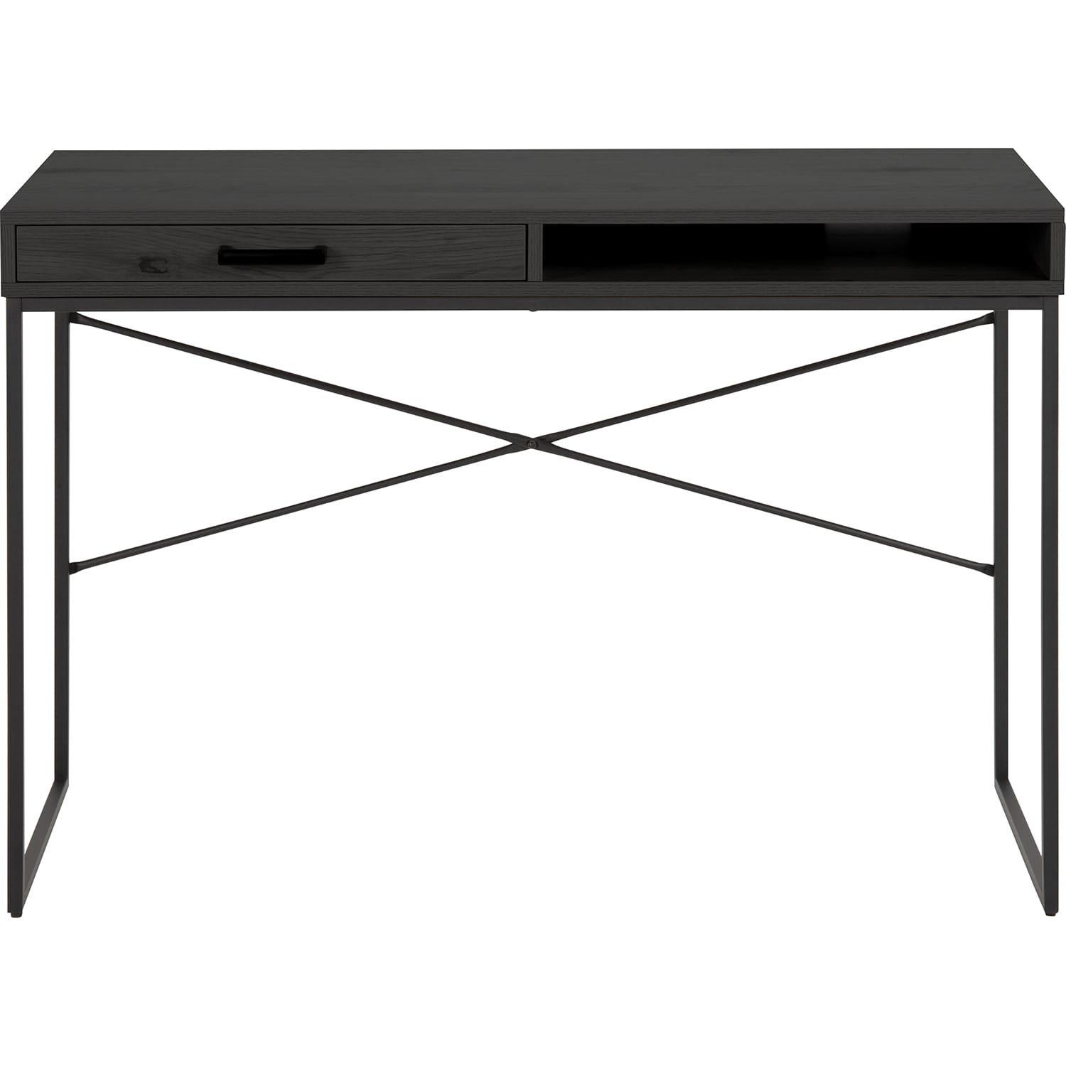 mutoni Bureau Multiple Bronx mélaminé frêne noir 1 tiroir 110x45x75cm  