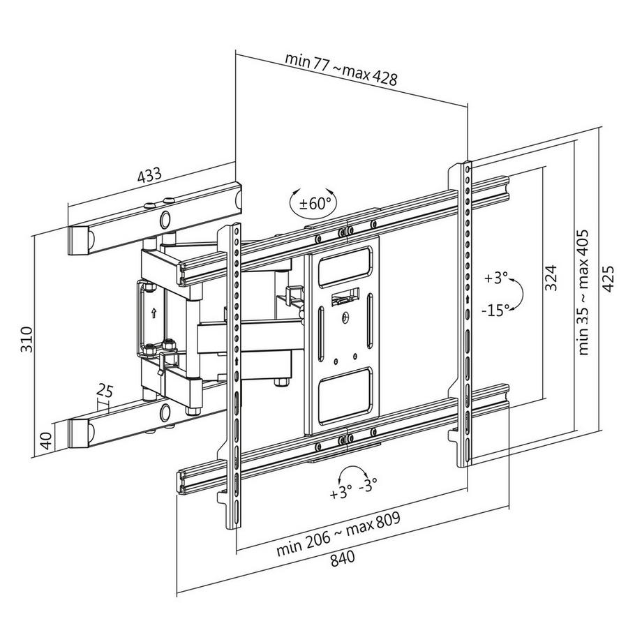 LogiLink  TV murale 43-90" Barre inclinable/angle 