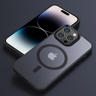Cadorabo  Hülle für Apple iPhone 14 PRO in SCHWARZ für MagSafe - Hybrid Schutzhülle mit TPU Silikon-Rand und stabiler Rückseite 
