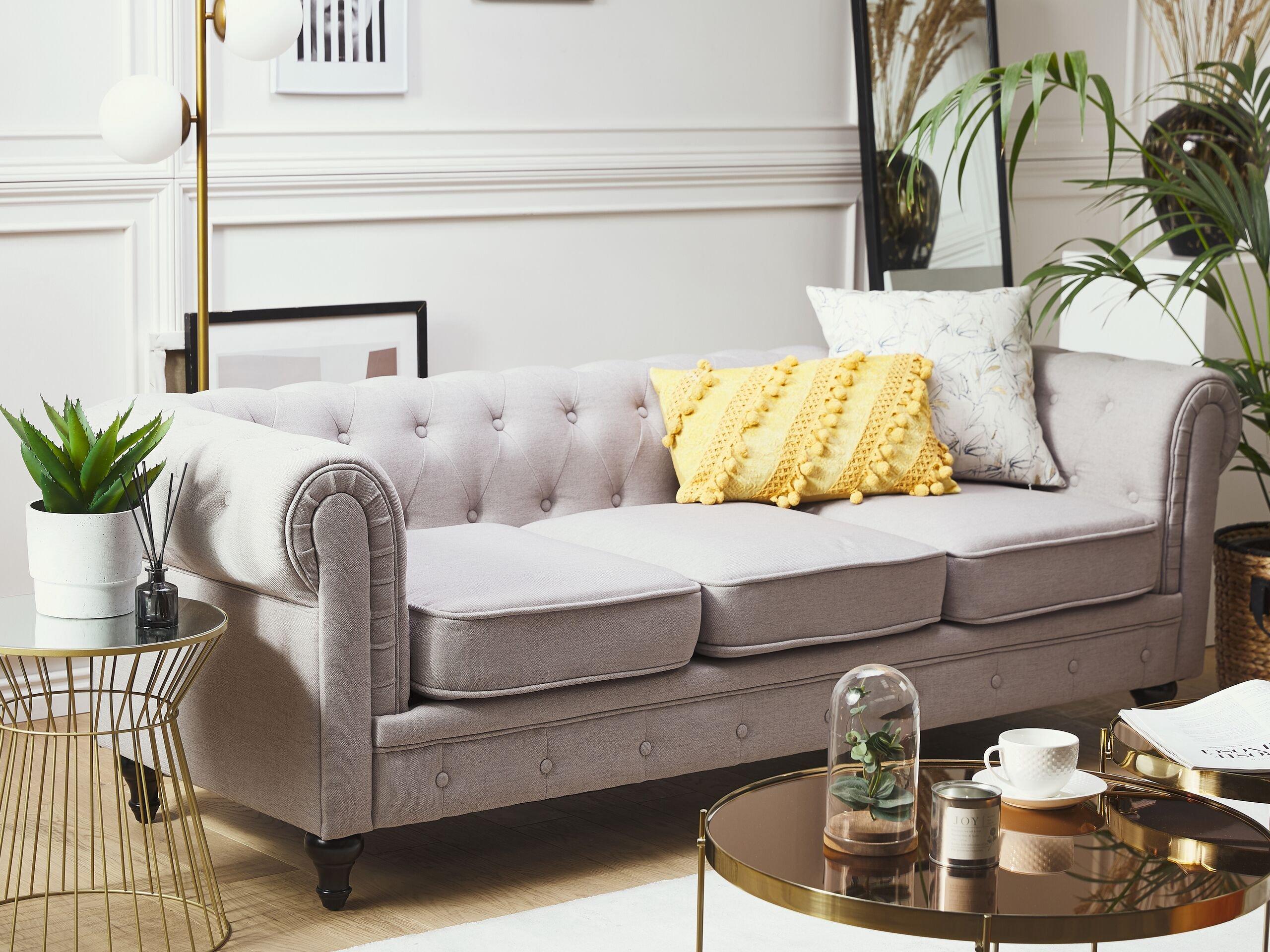 Beliani Canapé 3 places en Polyester Glamour CHESTERFIELD  