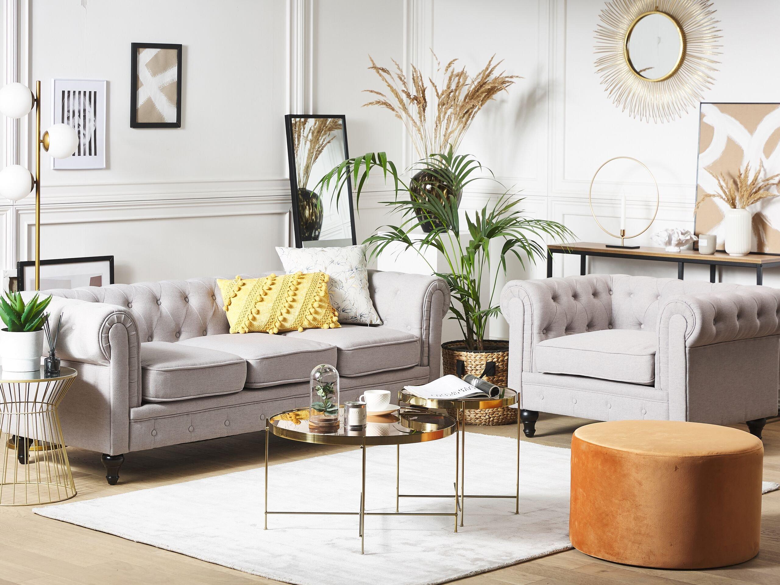 Beliani Canapé 3 places en Polyester Glamour CHESTERFIELD  