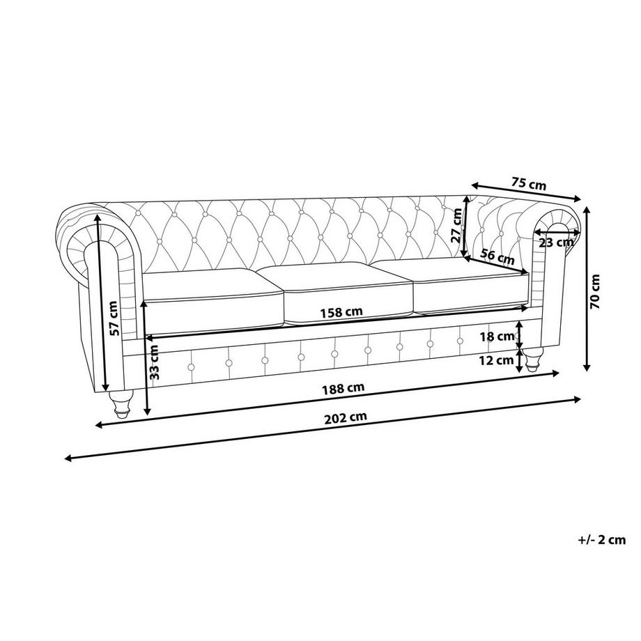 Beliani Canapé 3 places en Tissu Glamour CHESTERFIELD  