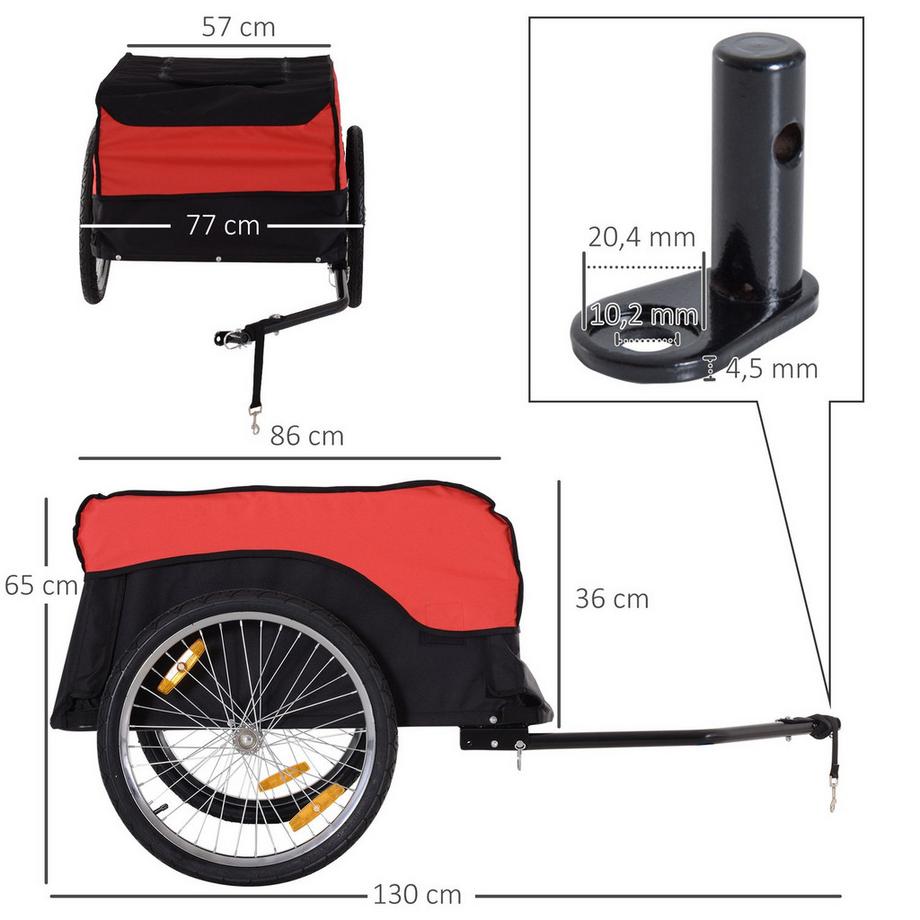 Northio  Remorque De Transport, Remorque Cargo, Remorque Vélo, Remorque Cargo, Rouge-Noir 
