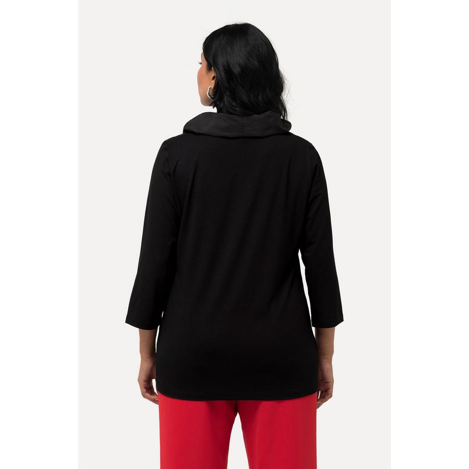 Ulla Popken Chemise Classique Col Taffetas Col V Manches 3/4  