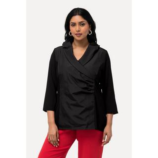 Ulla Popken  Blouse collection Classic, décolleté en V et manches 3/4, col en taffetas 