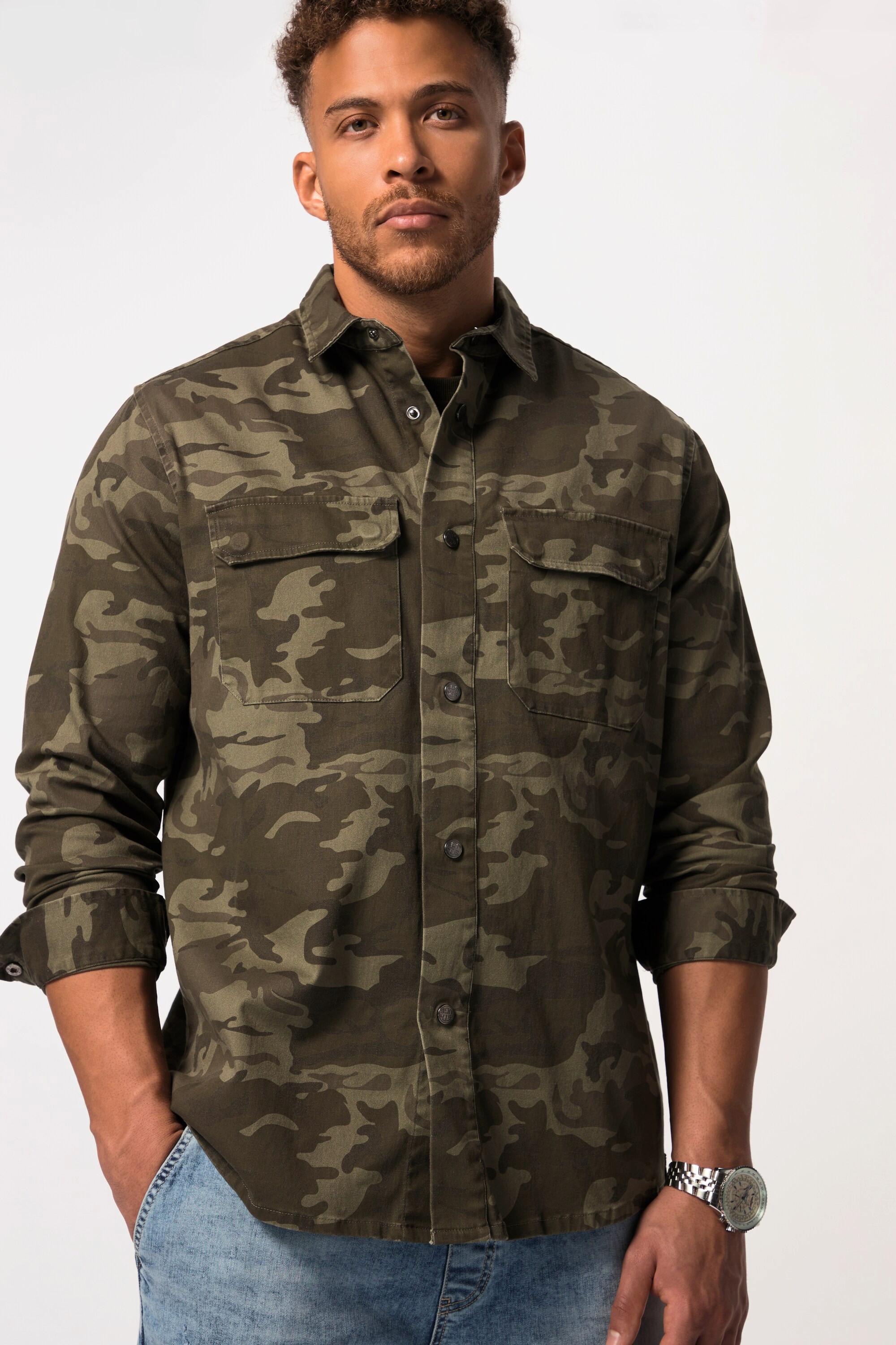 Sthuge  Giacca a camicia con FLEXLASTIC®, stile camouflage e colletto ad apertura inglese, fino alla tg. 8XL 