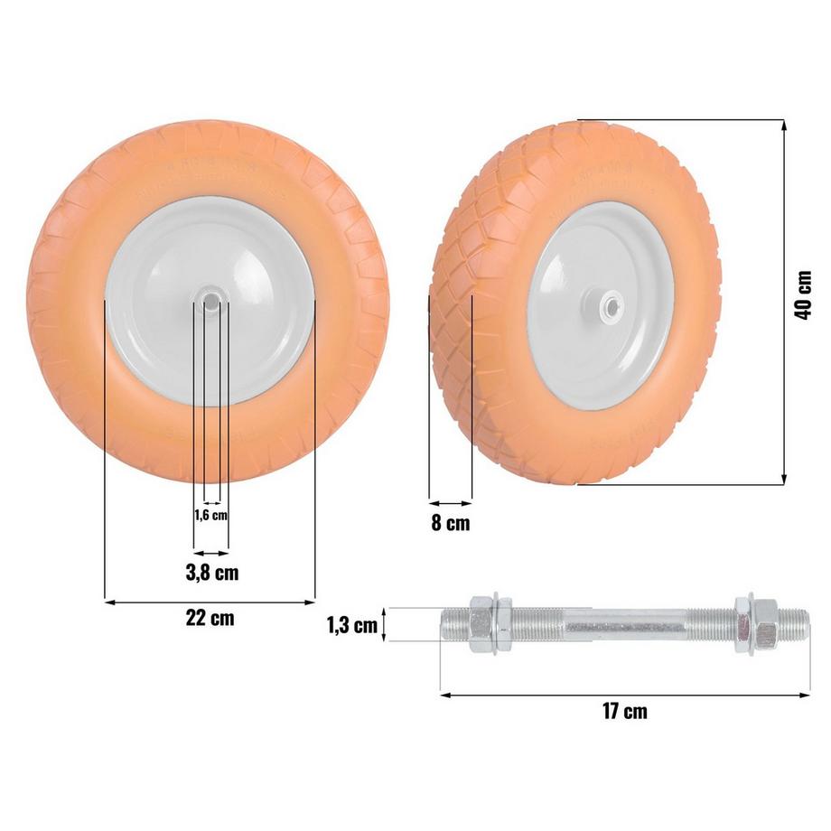 B2X  Roue de brouette increvable 4.00-8 orange-blanc Humberg 