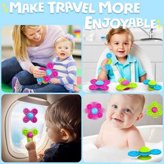 Activity-board  Jouet ventouse enfant, 3 pièces jouet bébé fidget spinner bébé silicone 