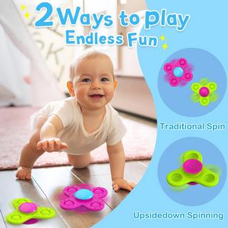 Activity-board  Jouet ventouse enfant, 3 pièces jouet bébé fidget spinner bébé silicone 