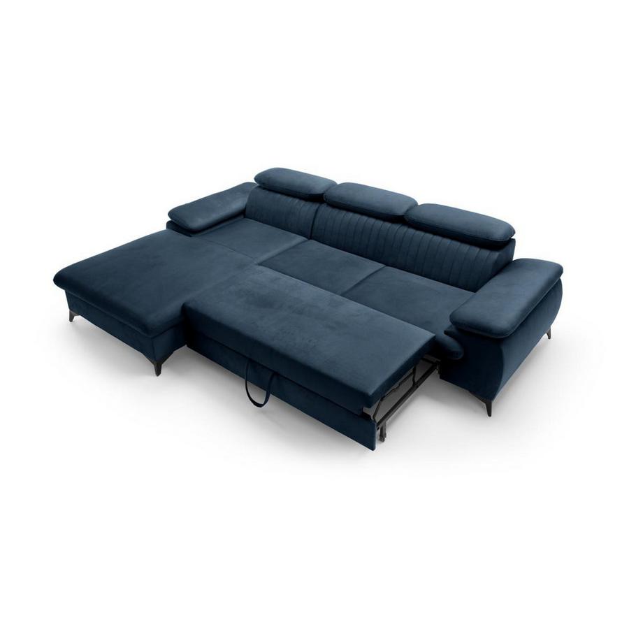 PASCAL MORABITO Divano letto in Velluto Blu notte - Angolo a sinistra - SAMARA di Pascal Morabito  