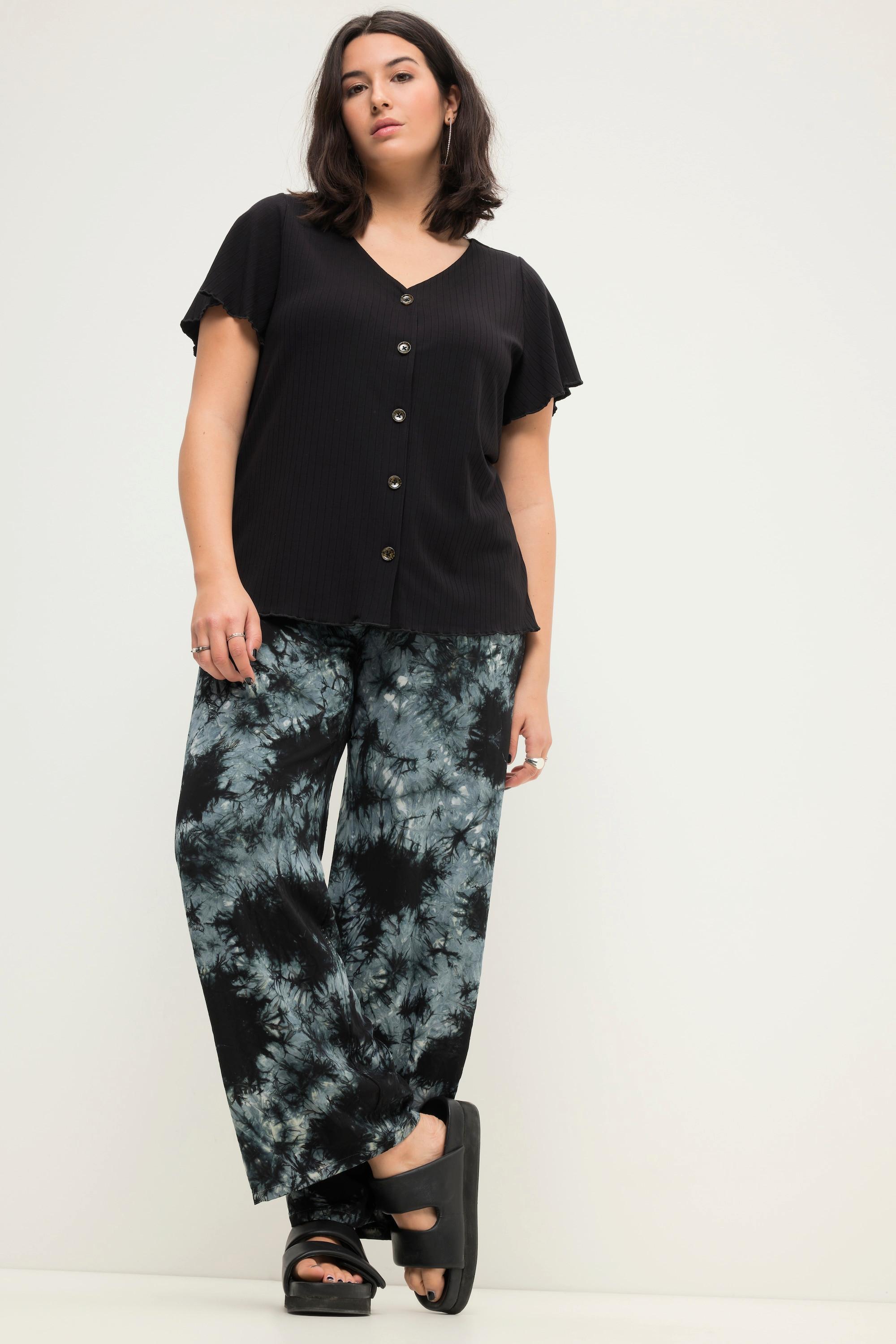 Studio Untold  Pantalon taille haute à jambes larges et taille partiellement élastique. Imprimé batik 