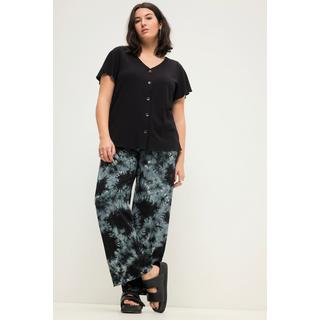 Studio Untold  Pantaloni a vita alta con stampa batik, taglio della gamba ampio e cintura parzialmente elastica 