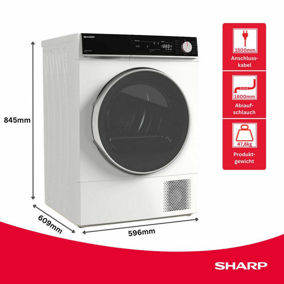 SHARP Wäschetrockner 10kg KD-NHA0S6GW1C  