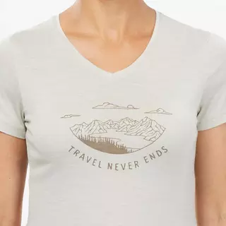 FORCLAZ T-shirt de trek voyage - manches courtes - laine mérinos TRAVEL 100 beige Femme  Beige