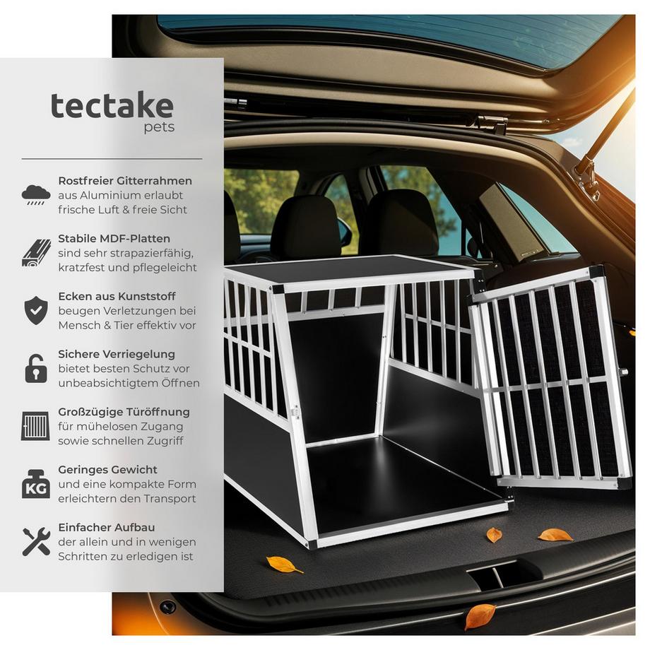 Tectake  Cage de transport pour chien simple sécurisée SCHNUBI avec dos incliné 