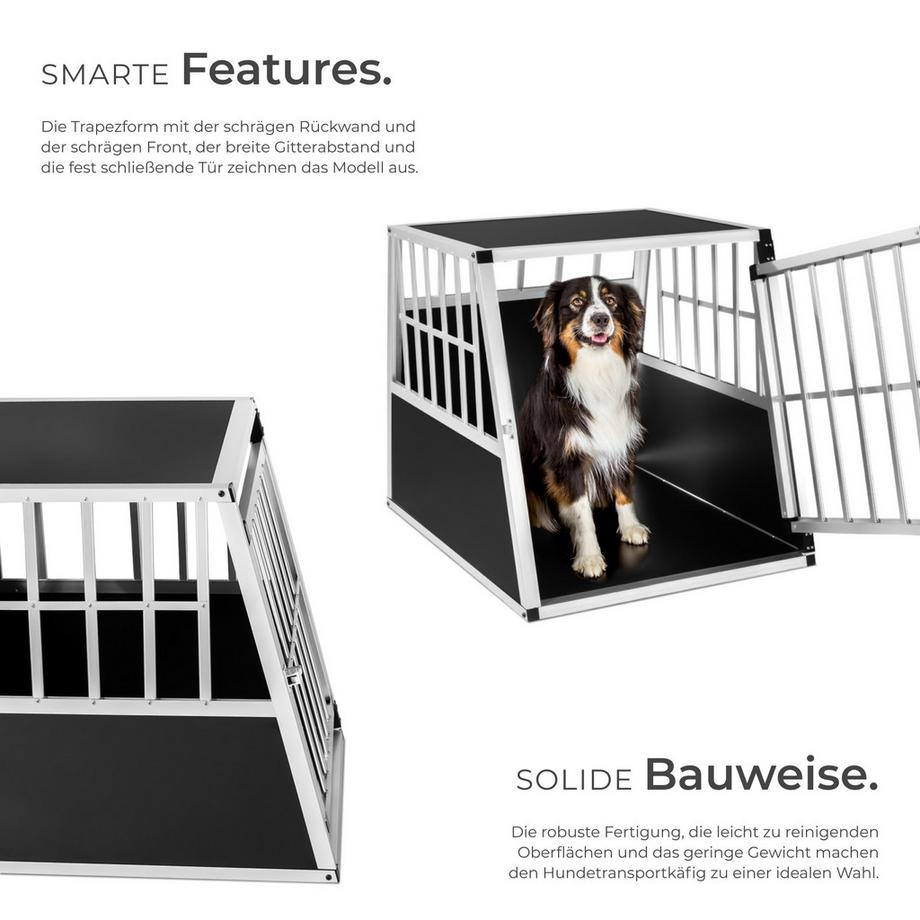 Tectake  Cage de transport pour chien simple sécurisée SCHNUBI avec dos incliné 