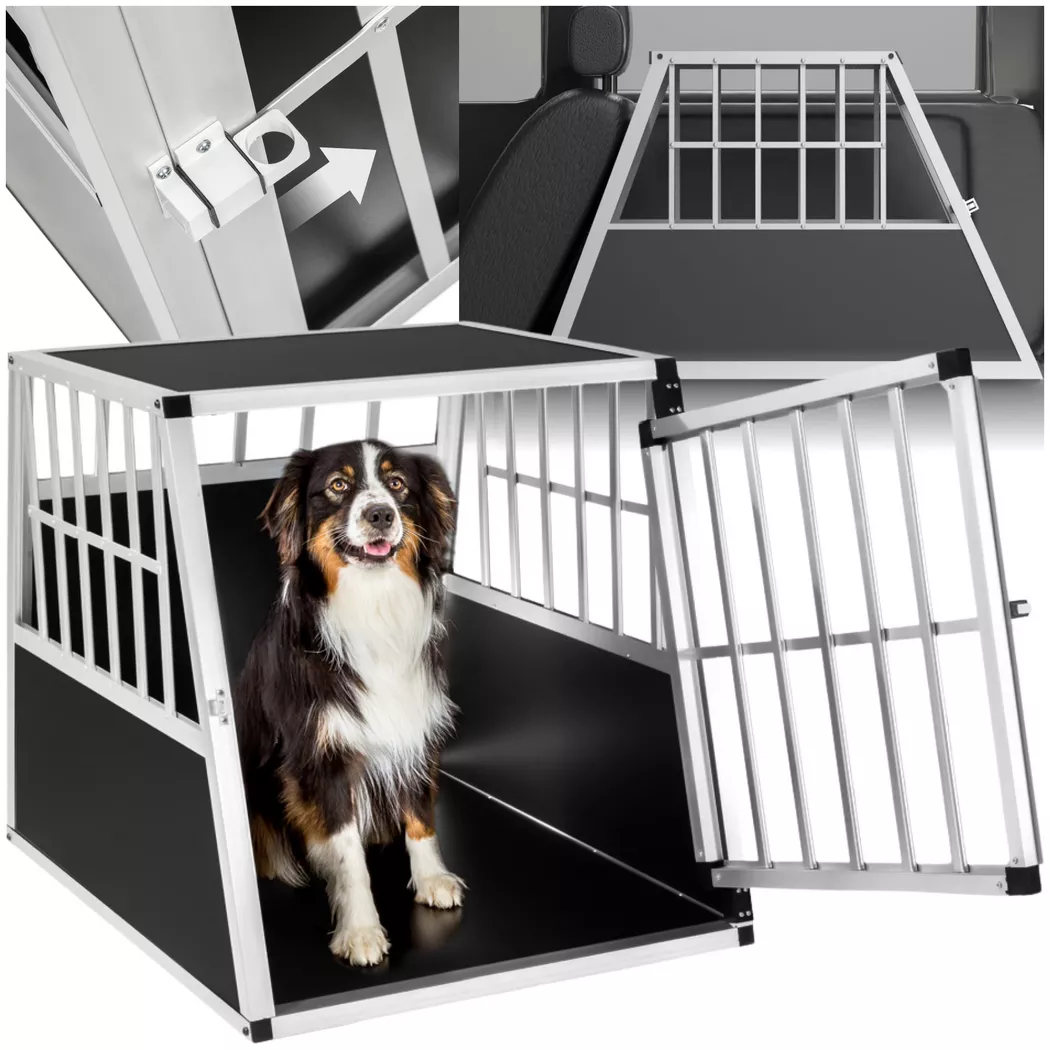 Tectake - Cage de transport pour chien simple sécurisée avec dos incliné