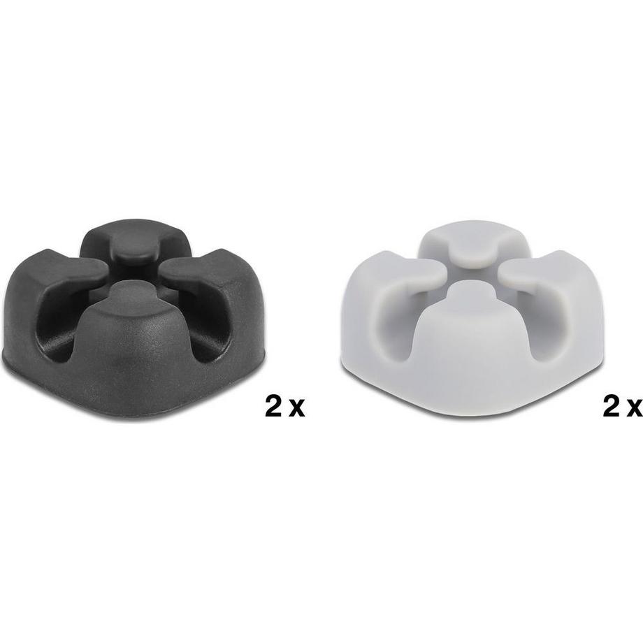 DeLock  Portacavi a croce autoadesivo 4 pezzi nero / grigio 