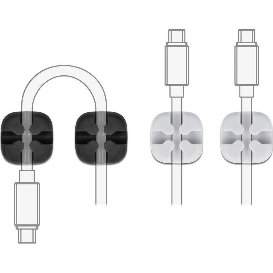 DeLock  Portacavi a croce autoadesivo 4 pezzi nero / grigio 