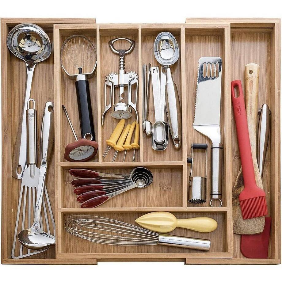 Northio Besteckkasten aus Bambus - erweiterbar  