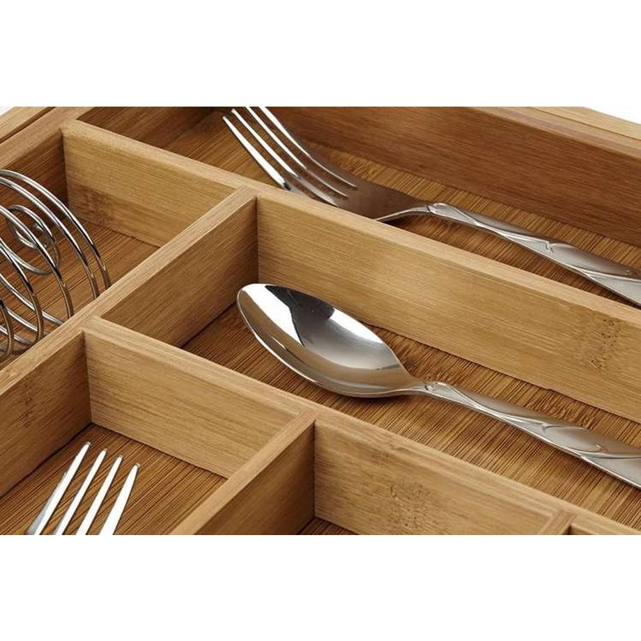 Northio Besteckkasten aus Bambus - erweiterbar  