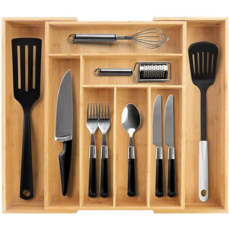 Northio Besteckkasten aus Bambus - erweiterbar  