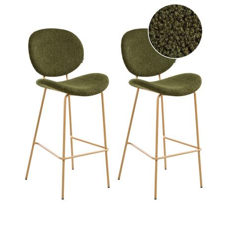 Beliani Lot de 2 chaises de bar en Bouclé Moderne LUANA  