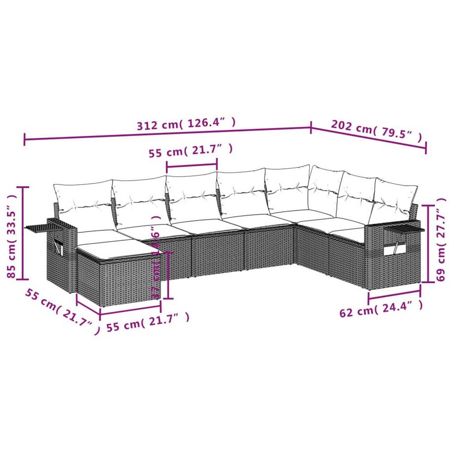 VidaXL set divano da giardino Polirattan  