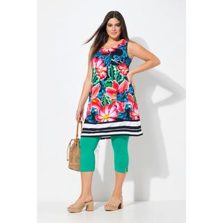 Ulla Popken Jersey Minikleid Paisley A-Linie Rundhals ärmellos  