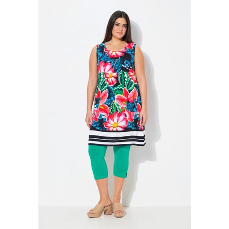 Ulla Popken Jersey Minikleid Paisley A-Linie Rundhals ärmellos  