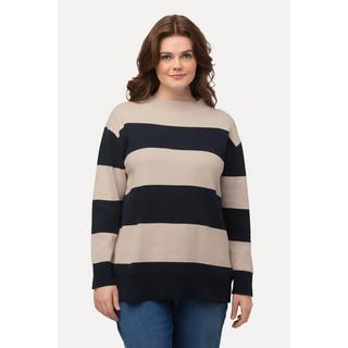 Ulla Popken  Pullover, Streifen, Stehkragen, Langarm, Biobaumwolle 