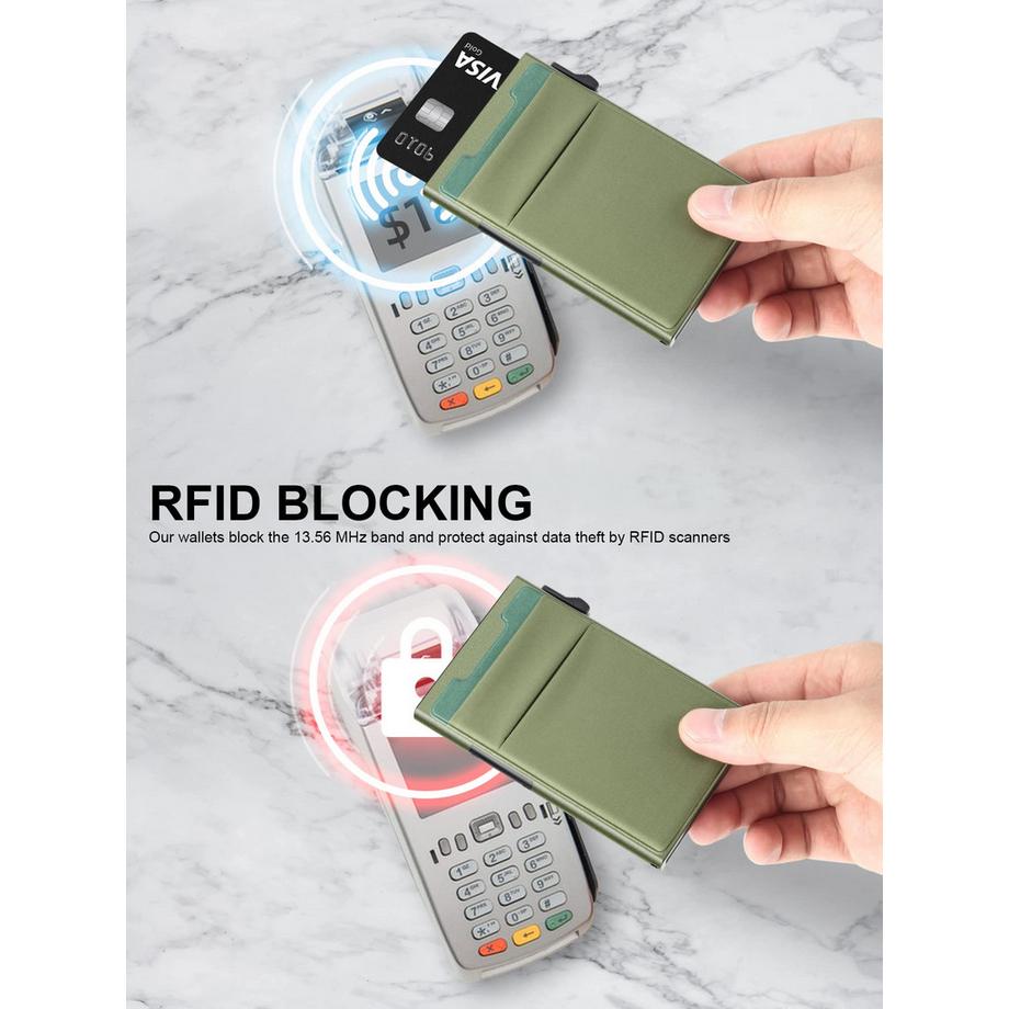 Only-bags.store Minimalistische Pop-up Brieftasche RFID Schutz Kartenhalter mit Münzfach  