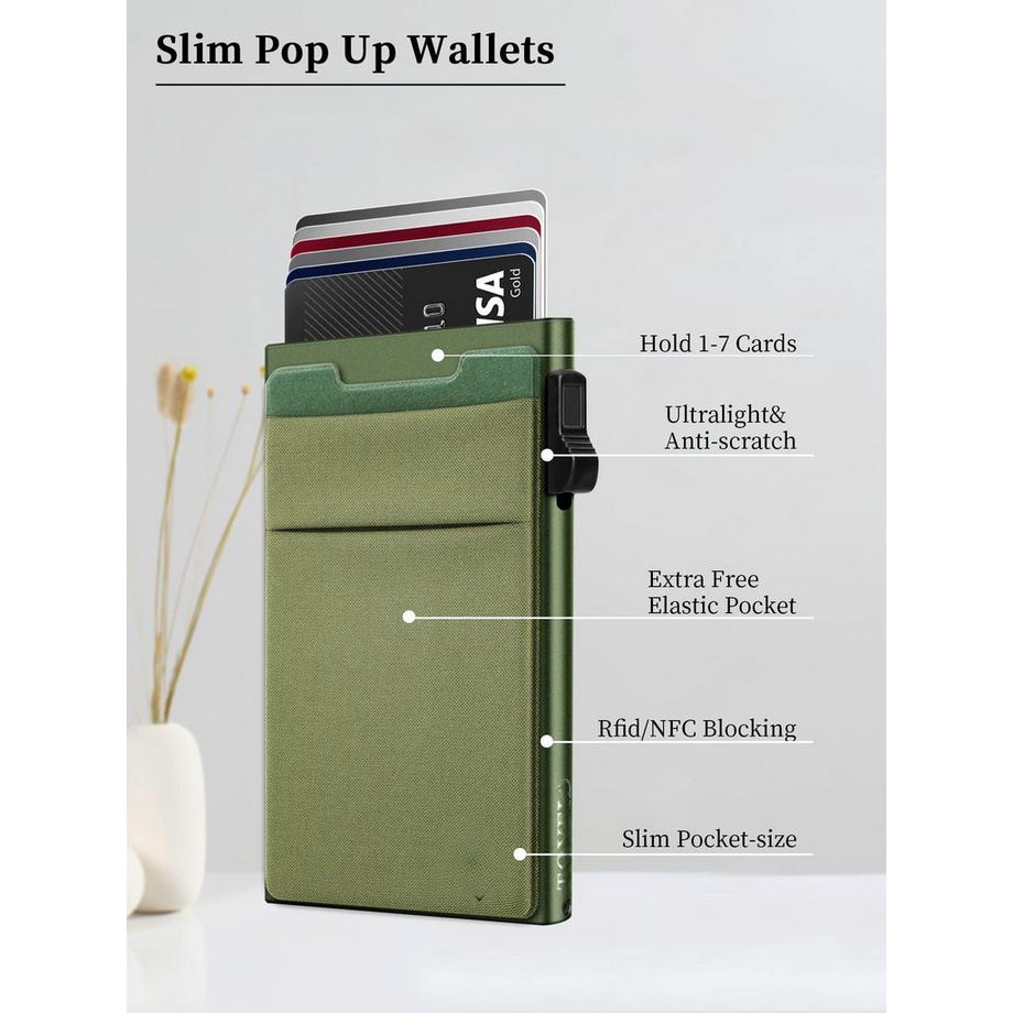 Only-bags.store Minimalistische Pop-up Brieftasche RFID Schutz Kartenhalter mit Münzfach  