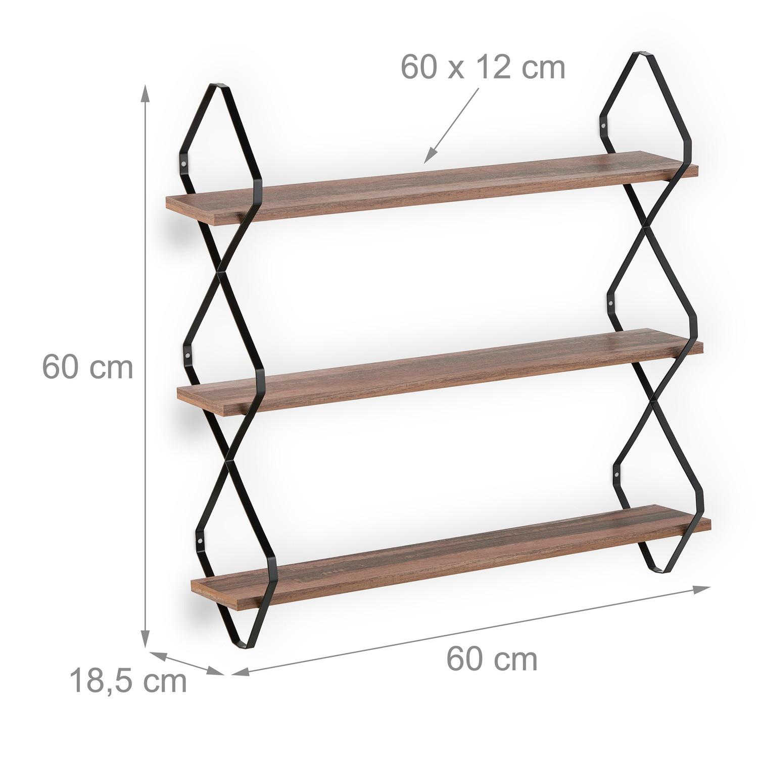 Northix Wandregal mit 3 Ablageflächen  