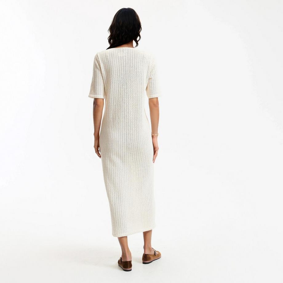 La Redoute Collections Langes Pointelle Strickkleid Kurzarm  
